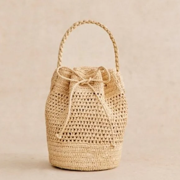 NWT SEZANE CAPUCINE MINI BAG - NATURAL RAFFIA - Picture 1 of 9